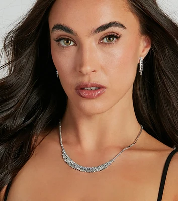 Posh Sparkle Rhinestone Necklace And Earrings Set