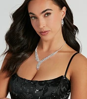 Elegant Rhinestone Necklace And Earrings Set