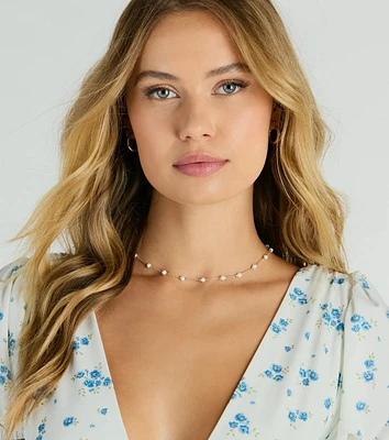 Prettiest Look Dainty Pearl Chain Necklace