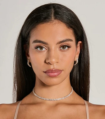 Luxurious Rhinestone Choker Necklace And Earrings Set