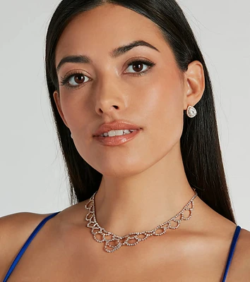 Luxe Touch Rhinestone Scalloped Collar Necklace
