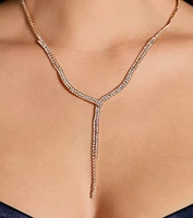 Stylish Accent Rhinestone Lariat Necklace