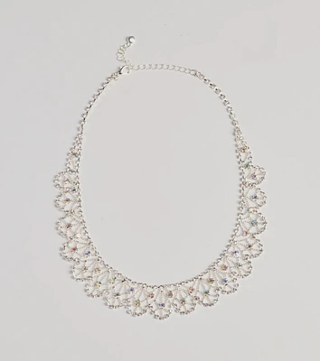 Divine Sparkle Scallop Rhinestone Collar Necklace