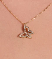 Dainty Cubic Zirconia Butterfly Charm Necklace