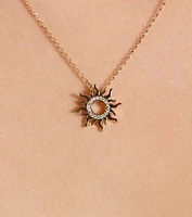 Radiant Shine Cubic Zirconia Sun Pendant Necklace