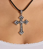 Edgy Gothic Rhinestone Cross Necklace