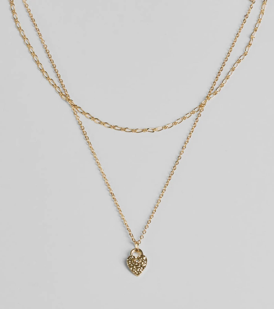 Key To My Heart Locket Layered Chain Necklace Set