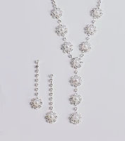 Truly Glam Rhinestone and Pearl Lariat Necklace Set