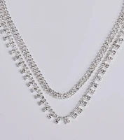 Glam Factor Layered Rhinestone Choker Necklace