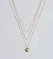 All My Heart Faux Pearl Lariat Pendant Necklace Set