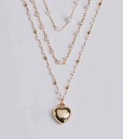 All My Heart Faux Pearl Lariat Pendant Necklace Set