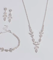 Luxe Desire Rhinestone Leaf Jewelry Set