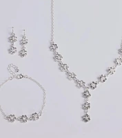 Timeless Elegance Floral Rhinestone and Pearl Necklace Set