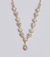 Luxe Elegance Rhinestone And Pearl Lariat Necklace Set