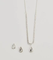 Chic Delicate Rhinestone Necklace And Earrings Set