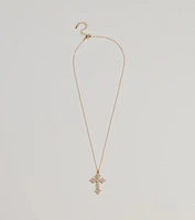 Divine Charm Rhinestone Cross Pendant Necklace