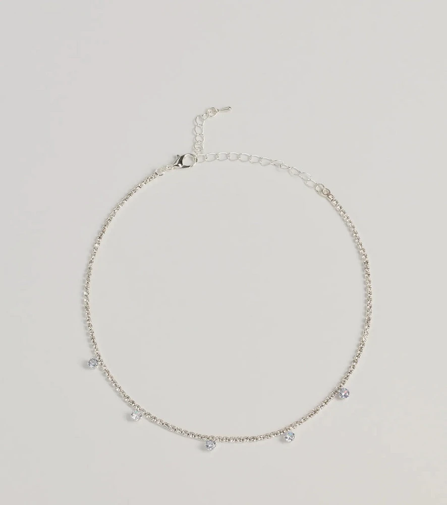 Delicate Shine Clear Stone And Rhinestone Choker