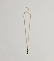 Glam Trend Gemstone Cross Chain Necklace