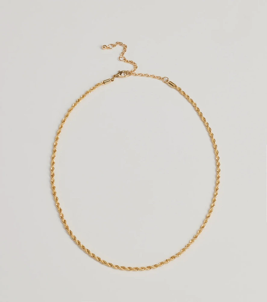 Bold Twist Metal Chain Necklace