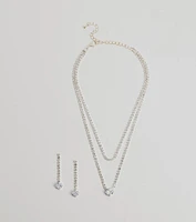 Elegant Sparkle Rhinestone Necklace And Earrings Set