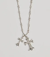 Graceful Radiance Rhinestone Cross Pendant Necklace