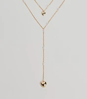 Sweet Glam Layered Faux Pearl And Heart Pendant Necklace