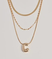 C Initial Layered Bubble Necklace