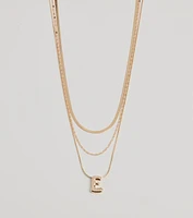 E Initial Layered Bubble Necklace