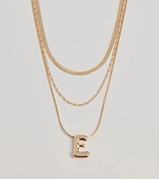 E Initial Layered Bubble Necklace