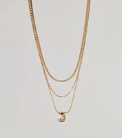 J Initial Layered Bubble Necklace