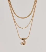 J Initial Layered Bubble Necklace