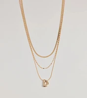 D Initial Layered Bubble Necklace