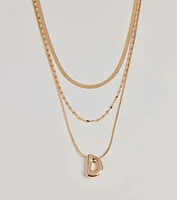 D Initial Layered Bubble Necklace