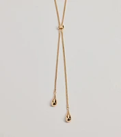 Sleek Teardrop Charm Lariat Necklace