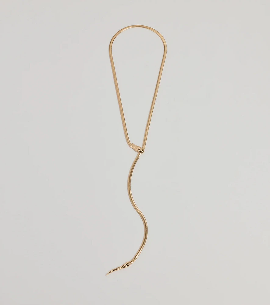 Edgy Snake Chain Lariat Necklace