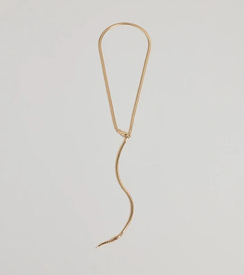 Edgy Snake Chain Lariat Necklace