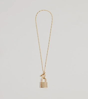 Glam Secret Lock Pendant Charm Necklace