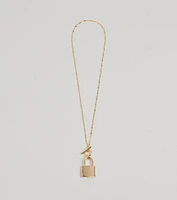 Glam Secret Lock Pendant Charm Necklace