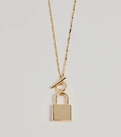 Glam Secret Lock Pendant Charm Necklace