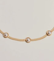 Chic Pearl Accent Snake Chain Necklace