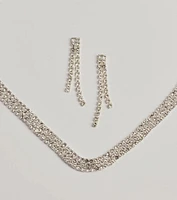 Gorgeous Shimmer Rhinestone Necklace And Earring Set