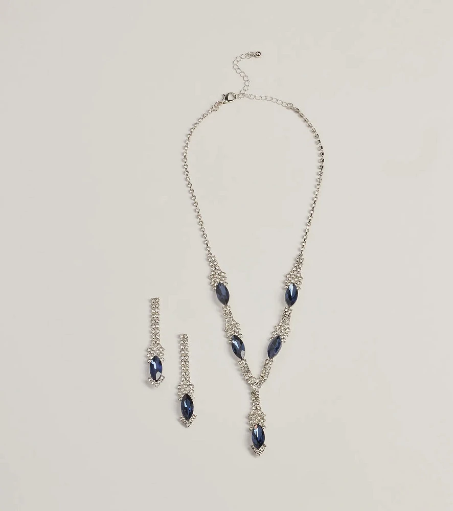 Sparkly Luxe Gemstone Necklace And Earrings Set