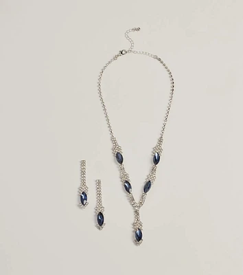 Sparkly Luxe Gemstone Necklace And Earrings Set