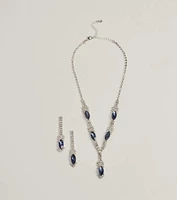 Sparkly Luxe Gemstone Necklace And Earrings Set