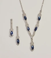 Sparkly Luxe Gemstone Necklace And Earrings Set