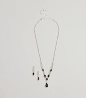 Bold Beauty Teardrop Rhinestone Necklace Set