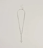 Graceful Elegance Cross Charm Lariat Necklace