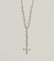 Graceful Elegance Cross Charm Lariat Necklace