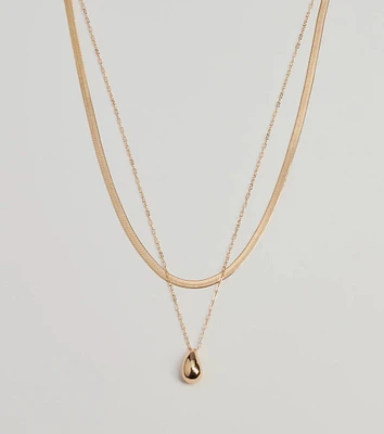 Luxe Layered Teardrop Charm Necklace