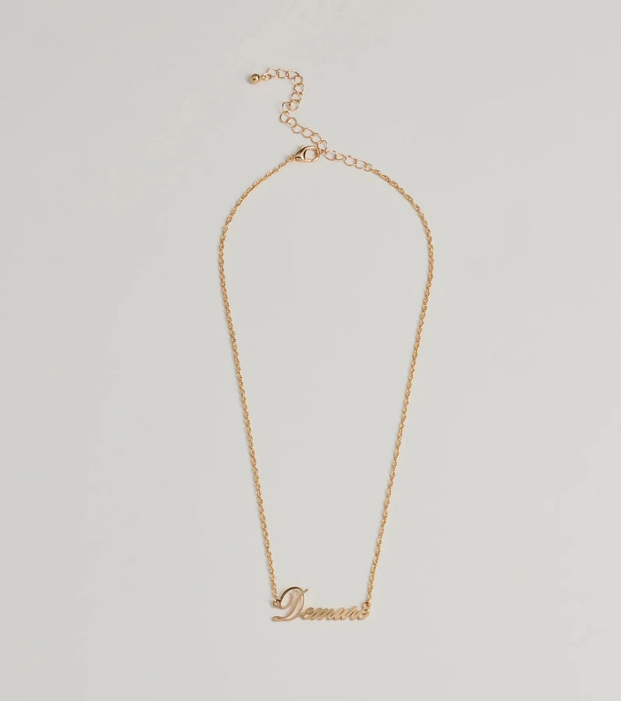 Demure Script Dainty Chain Necklace